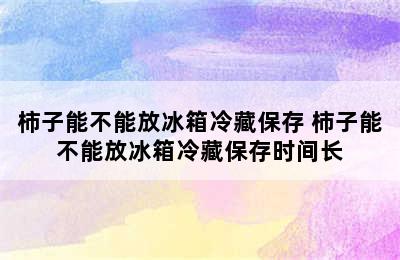 柿子能不能放冰箱冷藏保存 柿子能不能放冰箱冷藏保存时间长